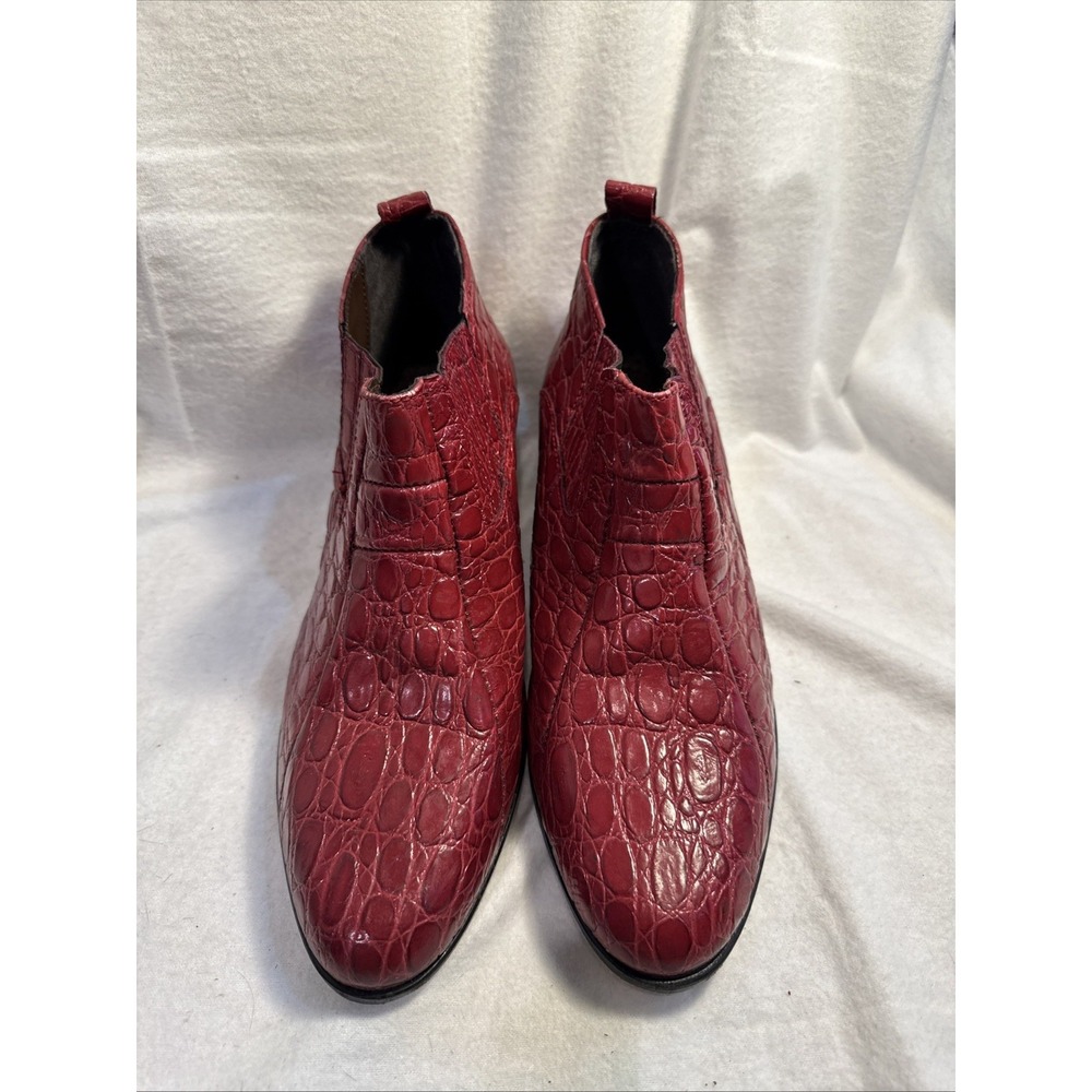 Stacy Adams Men's Leather Embossed Croc Ankle Dress Boots Red Size 9.5 M